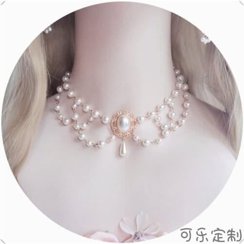 Lolita pearl necklace European style complex palace style ancient clavicle chain ornate collar neck chain flower wedding
