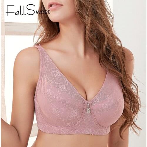 FallSweet Plus Size Bras for Women Sexy Lace Lingerie Underwire Bra Thin Cup Brassiere Femme 38 to 46