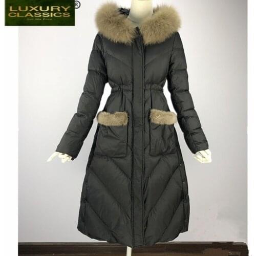 Womens Winter Thick Warm Down Jacket Female Mink Fur Hooded Clothes 2021 Korean Long Duck Down Coat Ladies Casaco MS99