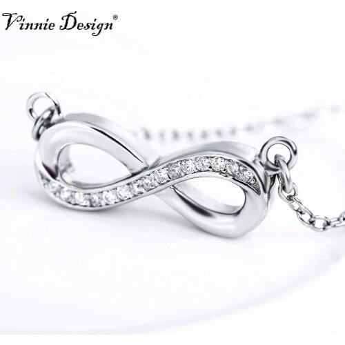 Vinnie Design Jewelry CZ Infinity Love Pendant Necklace Fashion Women Christmas Gift