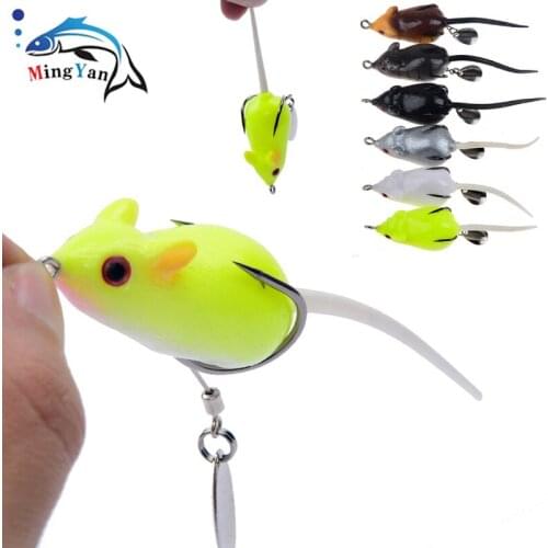 1Pcs/lot Topwater Soft Mouse Bait Fishing Lure 5.5cm 10.5g Floating 3D Eyes Crankbait Artificial Bait Fishing Tackle