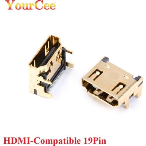 10PCS / 5PCS HDMI-Compatible Female Jack/Socket Connector 19PIN 19P Right Angle SMT SMD 90 Degree Gold-Plated HD 19 PIN