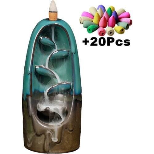 20Incense Mountain River Handicraft Incense Holder Ceramic Backflow Waterfall Smoke Incense Burner Censer Holder Gift Home Decor