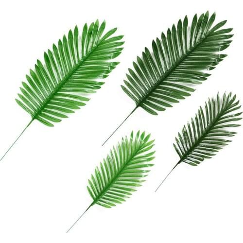 20pcs Large Plastic Artificial Green Leaves Tropical Palm Tree Leaves Plants For Hawaiian Party Wedding Home Garden Decoration