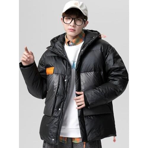 2020 Winter New Plus Size Loose White Duck Down Hooded Jacket With Large Pockets Casual White Hair Men Down Jacket Free Shipping