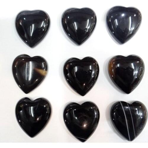 30pcs Heart-shaped No Hole bead natural stone black agates cabochons 25*23mm beads For DIY Making Jewelry Necklace accessories