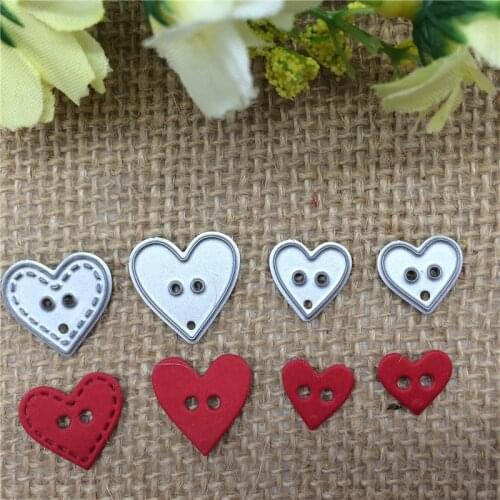 4pcs Heart Button Metal Cutting Dies Stencil Scrapbooking Photo Album Card Paper Embossing Craft DIY