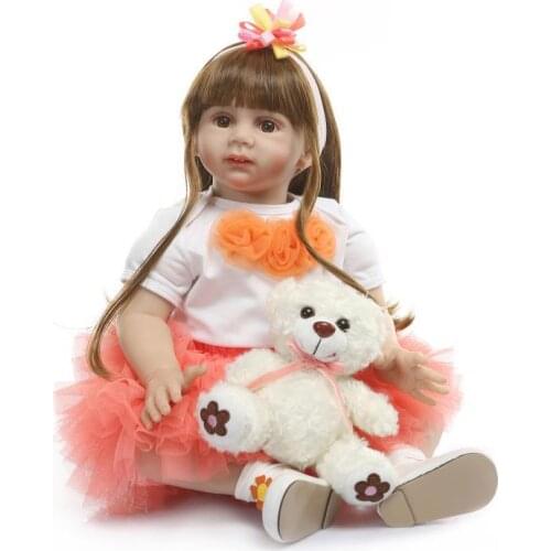60cm Silicone Reborn Doll Simulation Baby Bebe Reborn Doll Soft Toddler Kids Toys For Girls Birthday Christmas Playmate Gifts