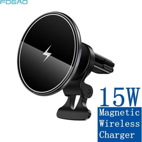 15W Automatic Clamp Magnetic Wireless Car Charger for iPhone 12 Pro Max Mini Air Vent Holder Bracket Fast Charging For Magsafe