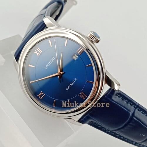 40mm blue sliver flywheel Mechanical Automatic NEW Luxury Brand Watches Relogio Masculino Men Sports Clock Analog Quartz Wrist