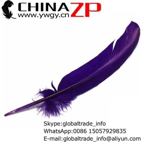 CHINAZP Factory www.ywgy.cn 500pcs/lot 30~35cm(12~14inch) Beautiful Dyed Purple Rounds Quill Turkey Wing Feathers