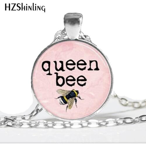 Hot glass dome jewelry Queen Bee Necklace Honey Bee Bumblebee Insect Light Art Pendant Necklace HZ1
