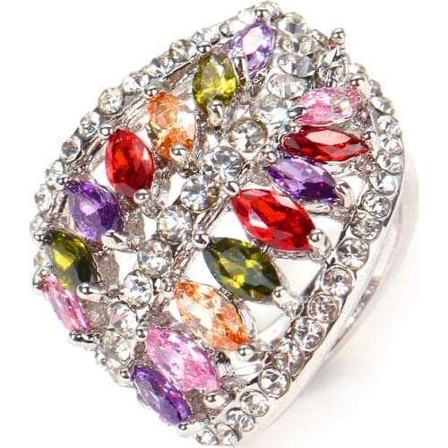 Bettyue Noble White Color Ring With Two Lines Colorful Cubic Zircon For Women Ingenious Style New Fashion Jewelry Party Gift