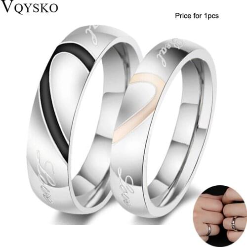 Fashion Love Heart Couple Ring for Women Men Weedding Engagement Puzzle Rings Wholesale Stainless Steel Jewelry Online