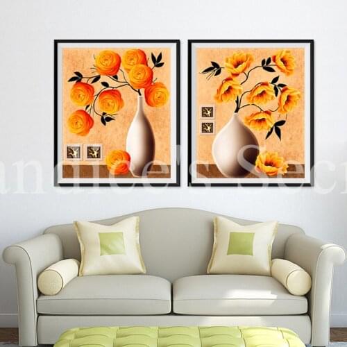 NEW Diamond painting cross stitch Needlework mosaic full embroidery 3D Rubik drill square diamond sets unfinished Vase Flowers