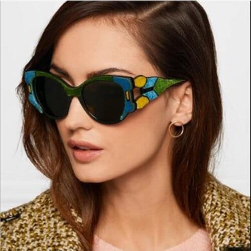 New trend individual character sunglasses women 2018 high quality big frame designer cat eye glasses Female lady rave festival