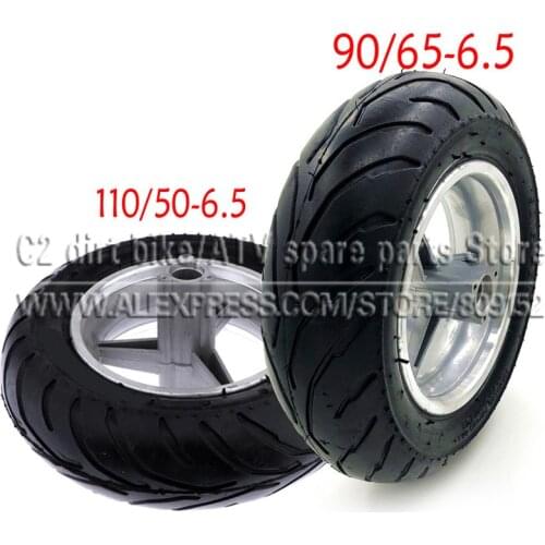 One Rims+Tyres 110-50 - 6.50 90-65-6.5 Rear Back Front Wheel + Road Tyre Tire 49cc Mini Pocket Rocket PIT Bike
