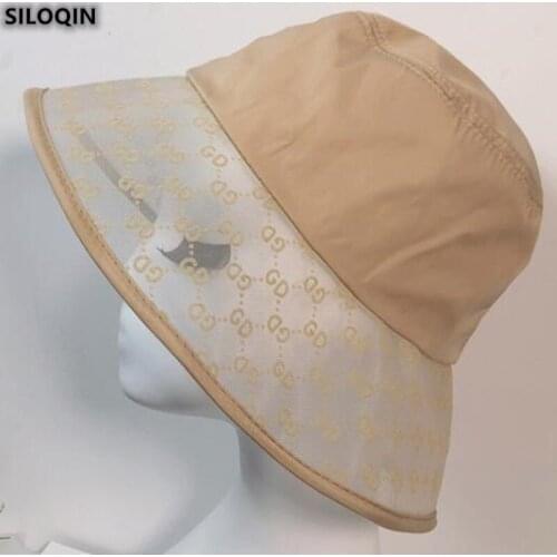 SILOQIN Trend Letter Net Yarn Leisure Bucket Hat For Womens Summer Panama Tide Cap New Sun-protection Breathable Sunhat Gorras