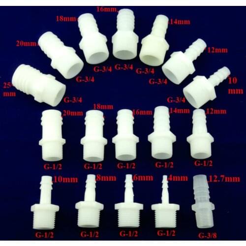 Plastic Hose Barb Fitting Splicer Joiner Coupler Adapter Male Connector Garden Micro Irrigation Water Connector BSPP Thread