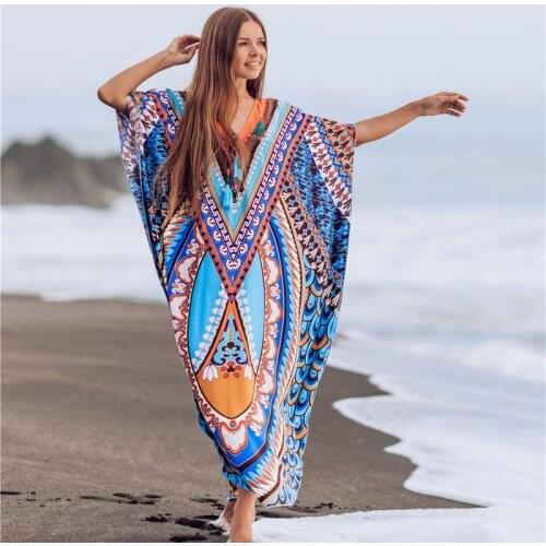 Bohemia Style Beach Cover-ups Bathing Suit Cover Ups Kaftan Summer Dress Women Beach Wear Swim Suit Cover Up Robe De Plage