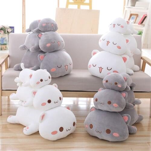 35-65 Kawaii Lying Cat Plush Toys Stuffed Cute Cat Doll Lovely Animal Pillow Soft Cartoon Toys for Children Girls Christmas Gift