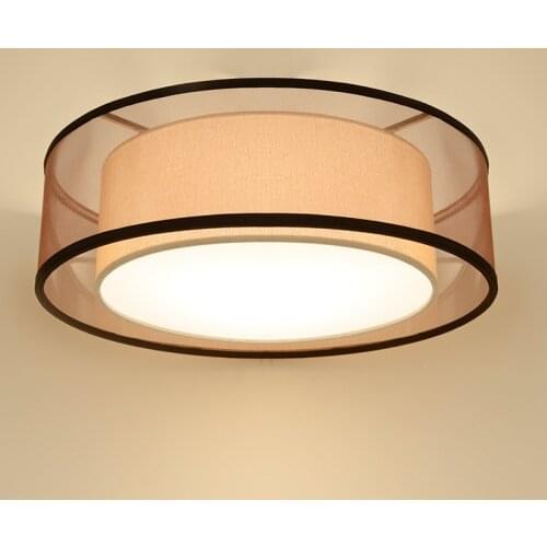 Nordic home double round living room dining room bedroom study antique fabric wrought iron ceiling lamp