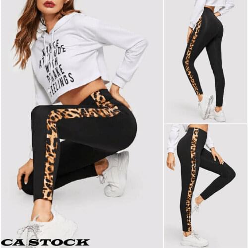 Casual Womens Leopard Sports Leggings Workout Gym Fitness High Waist Leggings Long Trousers Daily Clothes
