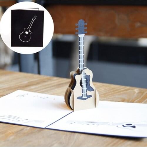3D Pop Up Music Guitar Greeting Card Christmas Valentine Birthday Invitation
