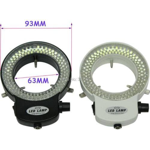 Adjustable 6500K 144 LED Ring Light illuminator Lamp For Industry Stereo Microscope Lens Camera Magnifier 110V-240V Adapter