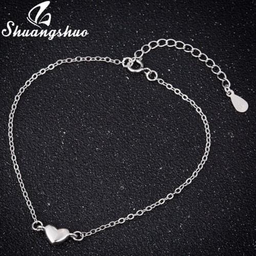Shuangshuo Heart Bracelet Female Heart Bracelets & Bangles Charm Bracelet Chain Link Bracelets for Women Jewelry Heart Bangle