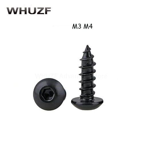 GB/T 8.8 degree 60/100PCS M3 M4 BLACK Round Head Hexagon Head Cup Model Self-tapping add hard sound carbon steel screws