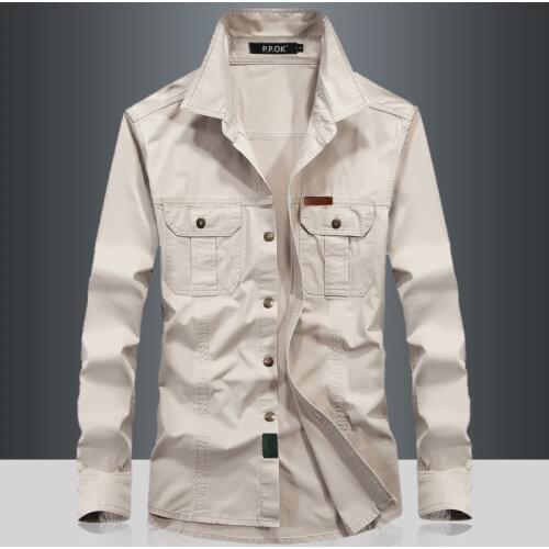 Tactical Shirts Men Long Sleeve Cotton Quick Dry Military Army Embroidery Cargo Outwear Autumn Spring Plus Size Casual Shirts