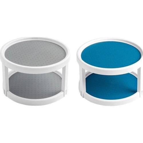 360 Rotation Double Layer Cabinet Organizer Spice Storage Rack Pantry Turntable 25cm