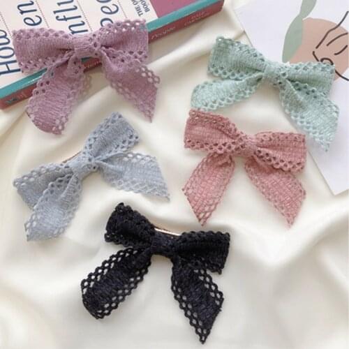 2021 New Fashion Cloth Embroidered Lace Bow Hairpin Sweet Hairpin Ponytail Top Clip Headwear Hair Accessories for Women