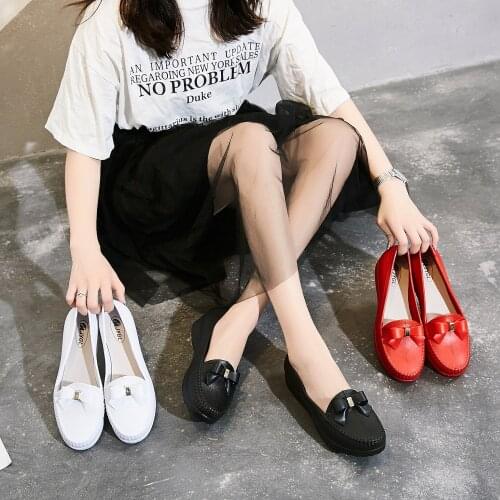 Womens shallow low-handed butterfly rain shoes comfortable soft soles flat-soled pregnant women nurses anti-skid shoes