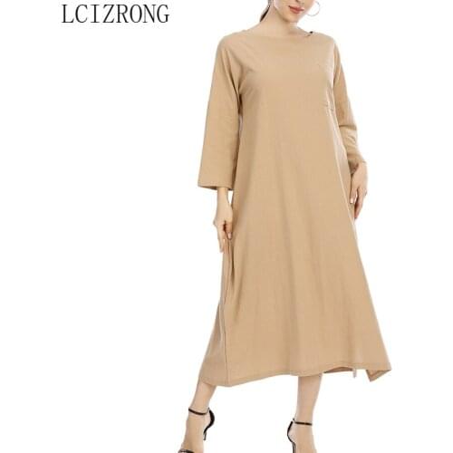 Retro Women Solid Loose Long Dress Cotton Vintage Bohemian Plus Size Sleeves White Dress Simple Summer 2021 Vestido Robe Femme