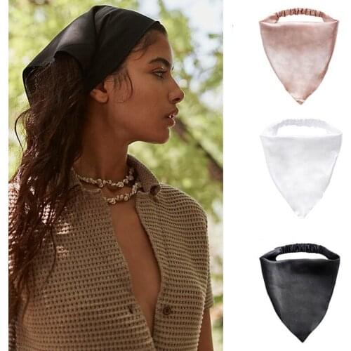 Women Solid Hair Scarf Scrunchies Vintage Triangle Bandana Hairband Headband Elastic Hair Bands Headwrap Hair Accessories