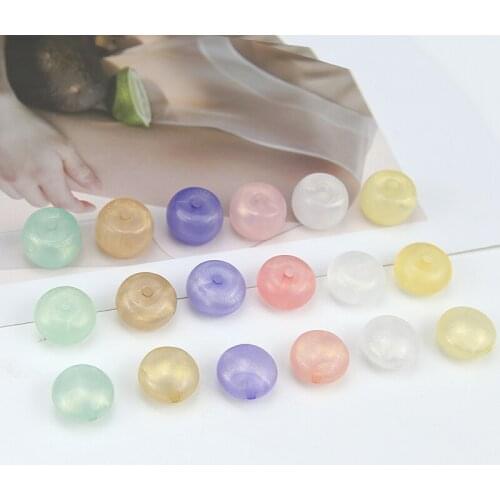 10pcs Korean Glitter Round beaded earrings woman statement jewelry Resin Perforated Beads Earrings Hair Accessories Diy Material