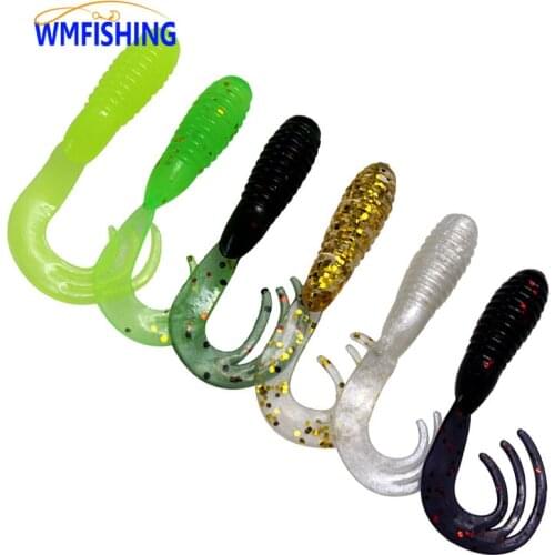 100Pcs/Lot Soft Lures 50mm Capuchin Jigging Fishing Lures Wobblers Tackle 6 Color Bass Pike Aritificial Silicone Swimbait Peche
