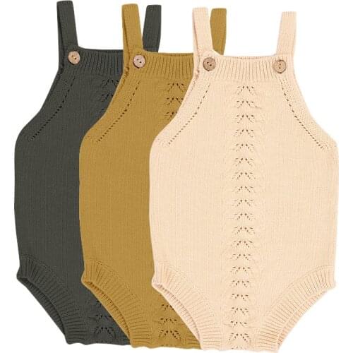 2020 Kaiya Angle Baby Romper Solid New Infant New Arrival Square Collar Button Jumpsuit Wholesale