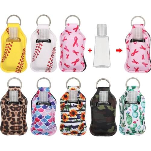 30ml Flip Cap Reusable Bottles with Keychain Carrier Hand Sanitizer Keychain Holder Travel Bottle Refillable Containers