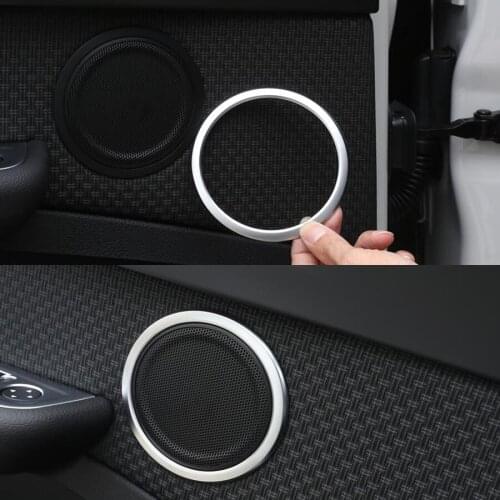 4Pcs/set Car Interior Door Audio Speaker Trim Circle Ring Styling Sticker For BMW Series 1 2017 ABS