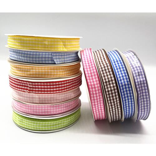 5 yards 15mm Lattice Plaid Polyester Ribbons Bow Ribbon Gift Wrapping Christmas Ribbon DIY Handmade Crafts