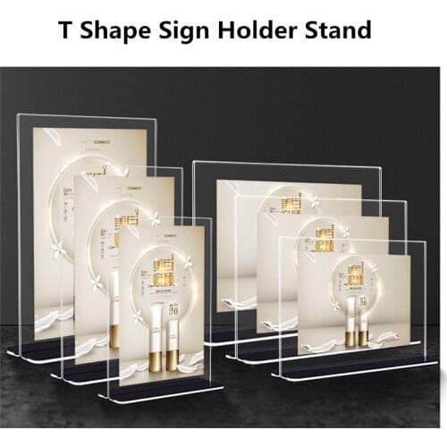 A5 Price Tag Label Stand Shop Counter Top Stand Clear Plastic Desk Sign Price Label Display Holder Decorations