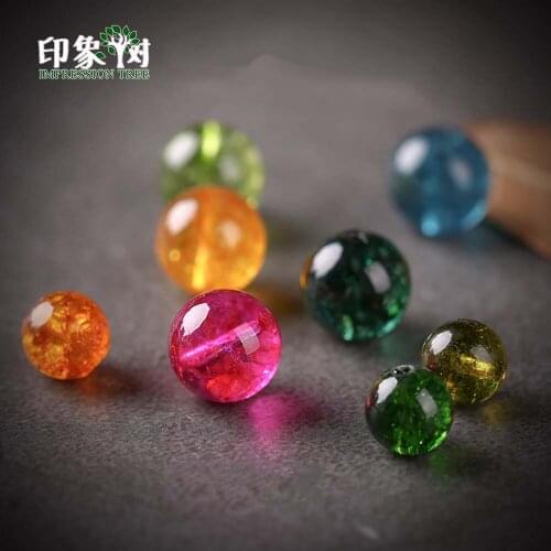 Simulated Tourmaline Bead Pick Size 4/6/8/10/12mm Multi Color Mixed Round Glass Loose Bead For Bracelet DIY Jewelry Makings 2101