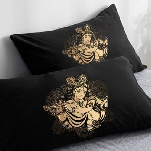 Custom Pillow Case Pillowcase 50x70 50x75 50x80 70x70 Decorative Pillow Cover Krishna Janmashtami on Black Bedding Drop Shipping