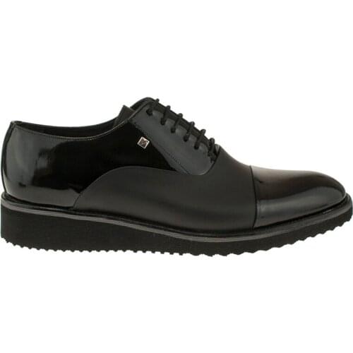 Womens Black Japanned Leather Shiny Genuine Leather Classic Shoes FSC6590SİYAH