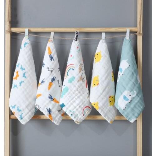 Baby Handkerchief Square Seersucker Saliva Towel Muslin Cotton Infant Face Towel Burp Cloth Baby Stuff for Newborns 25x25CM