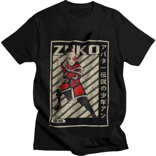 Retro Art Avatar The Last Airbender Zuko T Shirts Men Short Sleeve 100% Cotton T-shirts Anime Film Tees Top Graphic Tshirt Gift