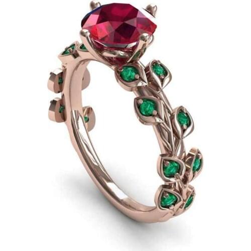 Huitan Luxury Plant Engagement Rings For Women Romantic Rose Flower Shaped Design Special Anniversary Gift For Wife Dropshipping